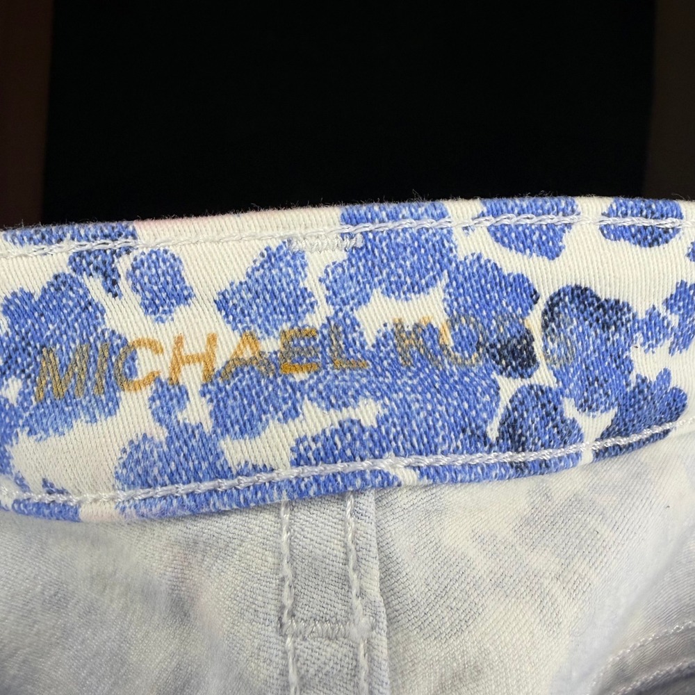 Michael Kors Blue White Floral Skinny Jeans Women's Size 4 Gold Hardware - Picture 4 of 7